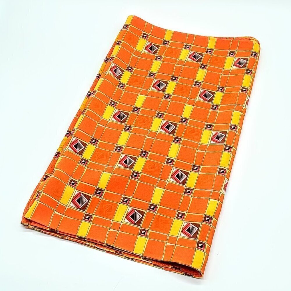 Orange Yellow Geometric Print Silk Oblong Scarf
